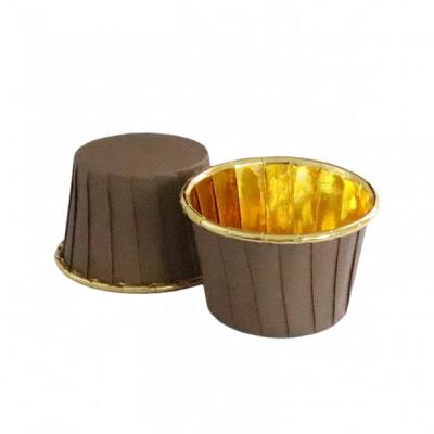 China Disposable Wholesale Price 50pcs Per Gold Set Mini Foil Chocolate Muffin Pudding Holders For Party Wedding Birthday Decorations for sale