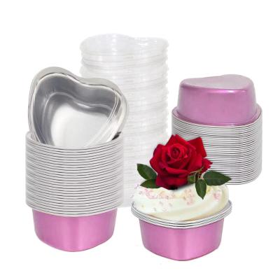 China Valentine Aluminum Baking Mold Disposable Heart Shaped Pan with Lids for Valentine Mother's Day Wedding Birthday Baking Supplies for sale