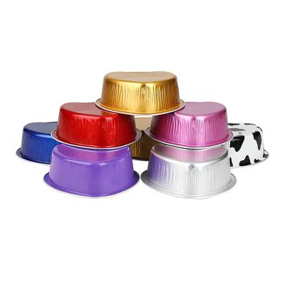 China 2023 New Arrival Disposable 100ML Colored Aluminum Heart Shaped Mini Cake Pan With Best Price for sale