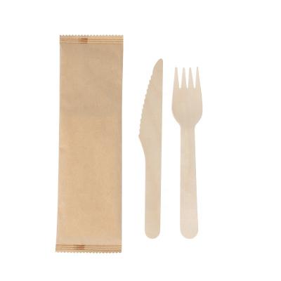 China Home Hotel Restaurant Party Packing Fork Knife Spoon Individual Tableware Wooden Cutlery Fatware For Picnic Disposable Party for sale