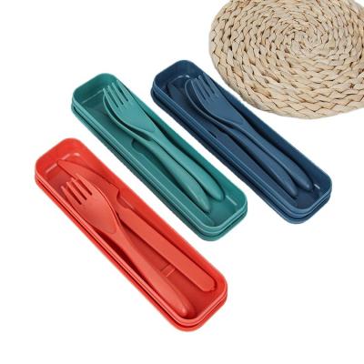 China Hotel Restaurant Party Home Hot Products Portable Environmentally Friendly Degradable Wheat Straw Cutlery Set with Knife Fork and Spoon for sale