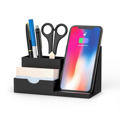 China New Design Tablet Desktop Phone Stand 15w Wireless Phone Charger Makeup Organizer for sale