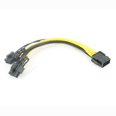 Cina Build 20cm 8 Pin Female To Dual 8pin 6+2 Pin Braided Sleeved Cables PCI-e PCI Express Male Power Cable Wire in vendita