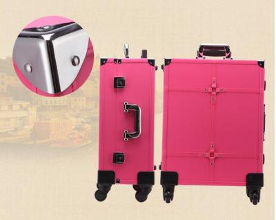 China For makeup trolley waterproof makeup box/aluminum cosmetic case with light and mirror KL-MCL001-PINK for sale