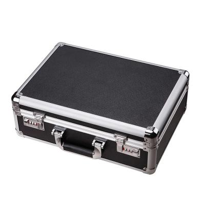 China Fashion Flight Case Black Aluminum Metal Toolbox Hard Case Briefcase With Double Locks for sale