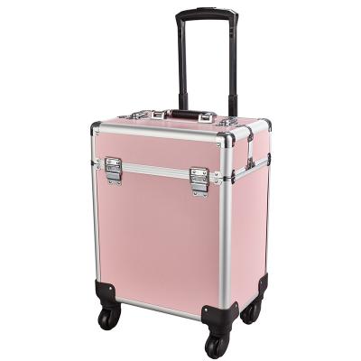 China Fashoion professional large capacity makeup box with wheels for sale