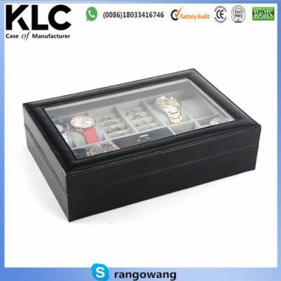 China Durable Black Leather Jewelry Box Watch Organizer for sale