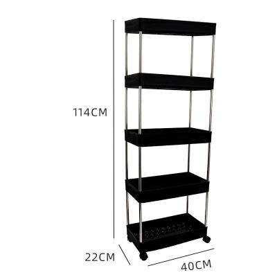 China Household modern and simple wholesale 5 layer multi-layer shelf storage rack mobile slotted cart for sale