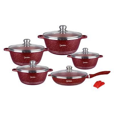 China Economic Stocked Cookware Set 12pcs Custom Kitchen Pot Sets Non Stick Design Kitchen Cooking Pots Sets Non Stick for sale