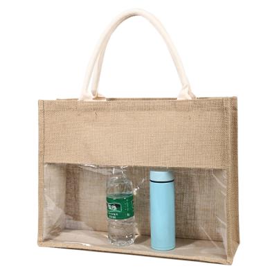 China Eco-Friendly Wholesale Suppliers Tote Bag Beach Burlap Jute Handle Gift Jute Shopping Bag for sale