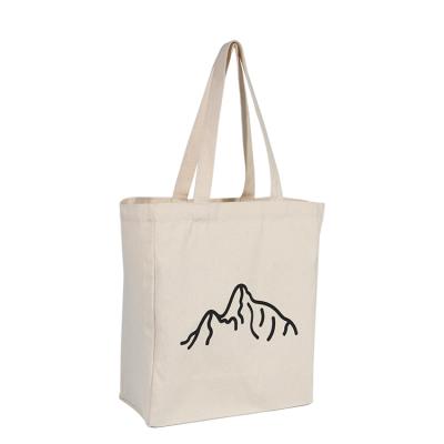 China Eco-Friendly Shopping Logo Natural Organic Recycled Large Tote Bag Canvas Bag For Silk Screen Printing for sale