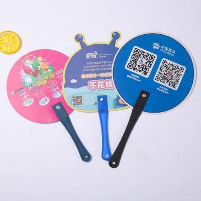 China Europe Custom Plastic PP Advertising Hand Fan With Handle for sale