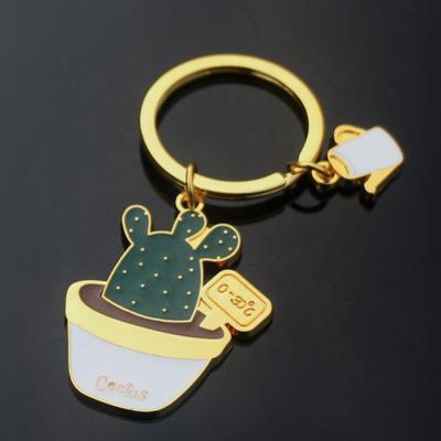 China Festival Customized Plant Pot Culture Shaped Metal Key Chain for sale