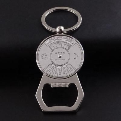 China Form Perpetual Calendar Metal Bottle Opener With Key Chain for sale