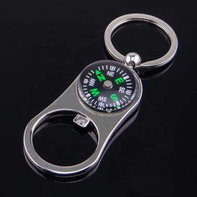 China Shape Metal Wine Bottle Opener Epoxy Custom Compass Shaped Key Chain for sale