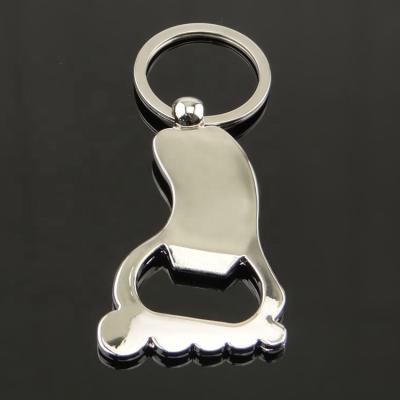 China Form Feet Shaped Metal Bottle Opener With Key Chain for sale