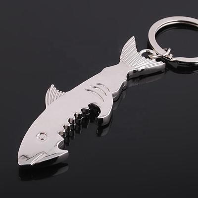 China Custom Shark Shaped Shape Metal Bottle Opener Key Chain for sale