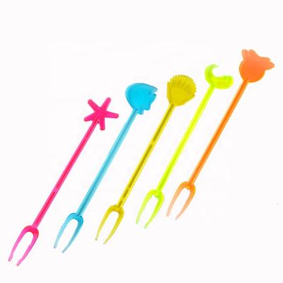 China Disposable cheap color plastic fruit fork for kids for sale