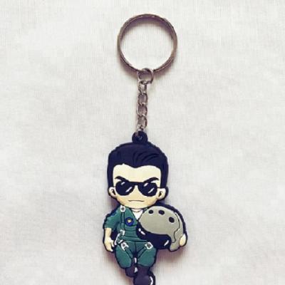 China Festival Cartoon Character Custom Policemen Shaped Rubber Key Chain for sale