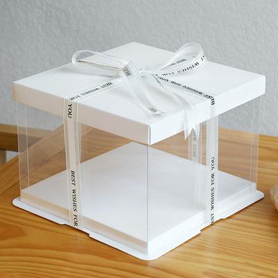 China Large Aseptic Clear Round Square Cake Box Pet PVC Wedding Birthday Party Transparent Gift Box for sale