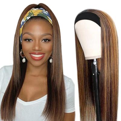 China Straight Colored Hair Band Wigs For Black Women Peruvian Highlight Virgin Cuticle Aligned Hair Wigs for sale