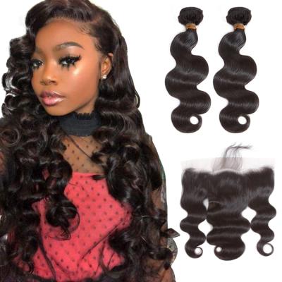 China Body Wave Body Wave Bundles With HD Lace Frontal Real Human Virgin Brazilian Hair Extensions for sale