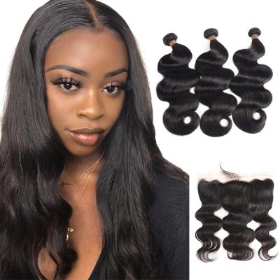 China Body Wave Cuticle Aligned Virgin Brazilian Body Wave With Lace Frontal Hair Extension Mozambique for sale