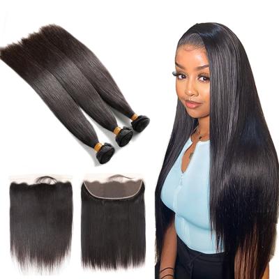 China Straight Human Hair Raw Brazilian Hair Bundles With Headband , Virgin Cuticle Aligned Hair Extension for sale