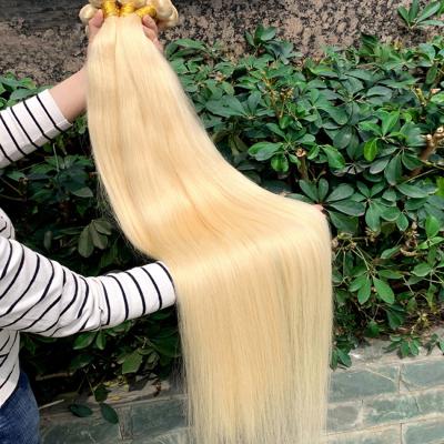 China Straight Human Hair Weft Blonde Extensions Blonde Hair Weaves Unprocessed Raw Blonde Bundles for sale