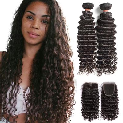 China Curly Peruvian Hair Bundles With Closure , Curly Virgin Human Hair Extension For Black Women for sale