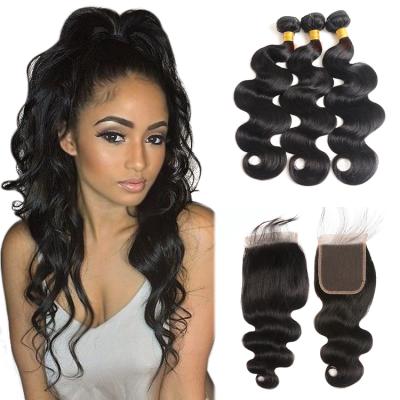 China Selling Sellers Cambodian Full Body Wave Brazilian Virgin Hair Human Hair Extension Body Wave With Closure for sale