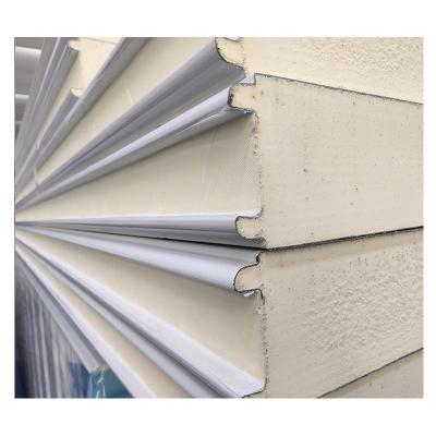 China Tenon Lap Polyurethane Sandwich Panel 950mm Width 10cm Exterior Wall for sale