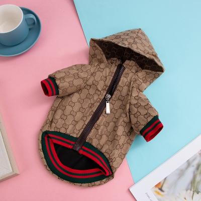 China Viable High End Luxury Fashionable Large Small Dogs Pet Coat Clothes Brand Designer Clothes For Dogs Hooded Zipper Jacket for sale