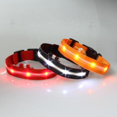 China Lights Led Lights Dog Pets Collars Polyester Adjustable Glow In The Night Dog Cat Puppy Safe Luminous Flashing Collar Pet Supplies for sale