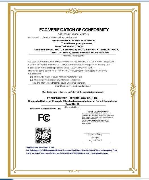 FCC - Promptcontrol Technology Co., Ltd.