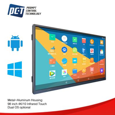 China Large format touch lcd show Promptcontrol 98 inch 4K pcap capacitive touch screen monitor lcd waterproof advertising player for sale