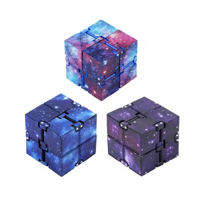 China 4 Finger Trigger Mini Colors 3D Infinity Cube Galaxy Sensory Moving Person Sensory Toy For Boys Girls for sale