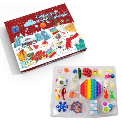 China Gift 24pcs Anti Stress Squeeze Toys Blind Snap Advent Calendar Toy Pack Christmas Box Busy Person Set For Kids for sale