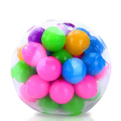 China Relaxing Toy Soft Bouncy TPR Colorful Beads Rainbow Wiggle Sensory Squishy Toys Squeeze DNA Stress Ball For Kids for sale