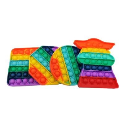 China Stress Relive Anti Stress Bubble Noise Multi Squeeze Multiple Squeeze Sensory Anti Stress Silicone Rainbow Color Autism Toy For Kids Teens for sale