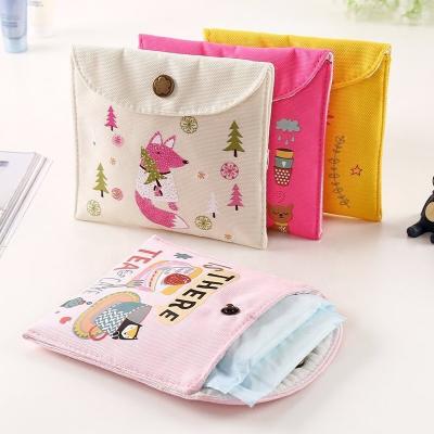 China Viable Hot Sale Travel Outdoor Convenient Cute Canvas Sanitary Pads Towel Package Washable Storage Bag for sale