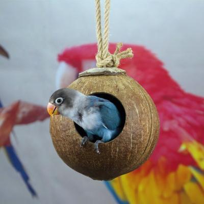 China Viable Wholesale Cheap Creative Mini Coconut Shell Eco-friendly Parrot Cage Bird House for sale