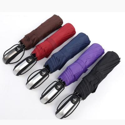 China AD Logo Printing Auto Open 3 Foldable Outdoor Umbrella With High Quality for sale