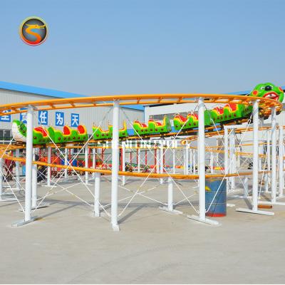 China FRP+steel design hot theme park train fun worm sliding cheap worm roller coaster small ride on car for sale for sale