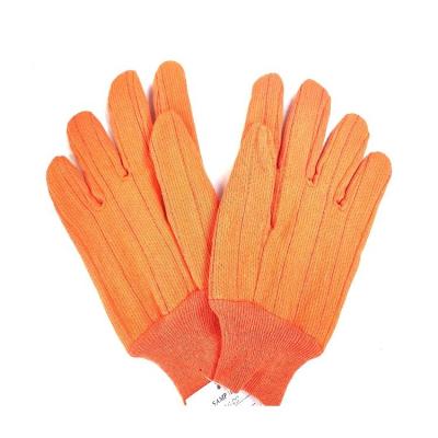 China Anti-Heat Manufacturers Cheap Cotton Heat-Insulation Pure Orange Polyester Safety Gloves Men Outdoor Work Gloves for sale