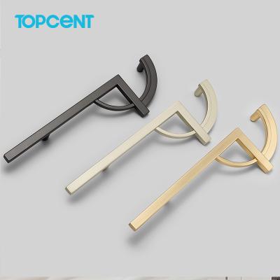 China Modern Topcent Gold Cabinet Drawer Knob Chinese Style Solid Zinc Alloy Brushed Door Pull for sale