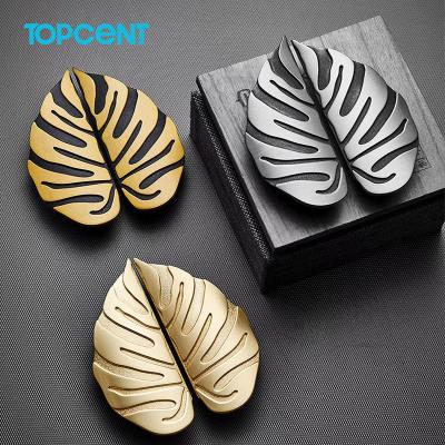 China Topcent Modern Creative Leaves Sideboard Handles Solid Brass Modern Cabinet Knobs for sale