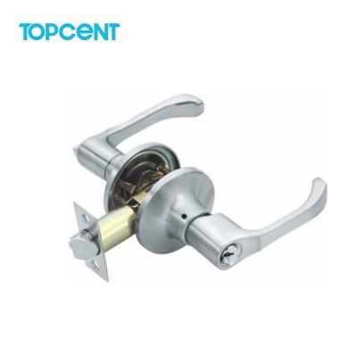 China Topcent Modern Hardware Satin Nickel Finish Hall Door Knob Lever Handle and Cabinet Passage Lock Set for sale