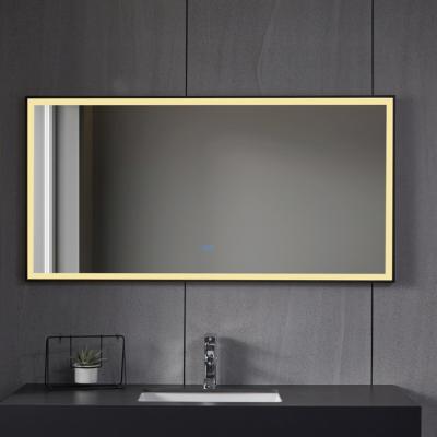 China Large Touch Magnifying Integral Switch Framed Backlit Wall Bathroom LED Mirror For Hotel for sale