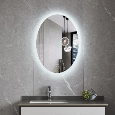 China OEM Magnifying Modern Oval Touch Screen Bathroom LED Hanging Mirror With Sensor for sale